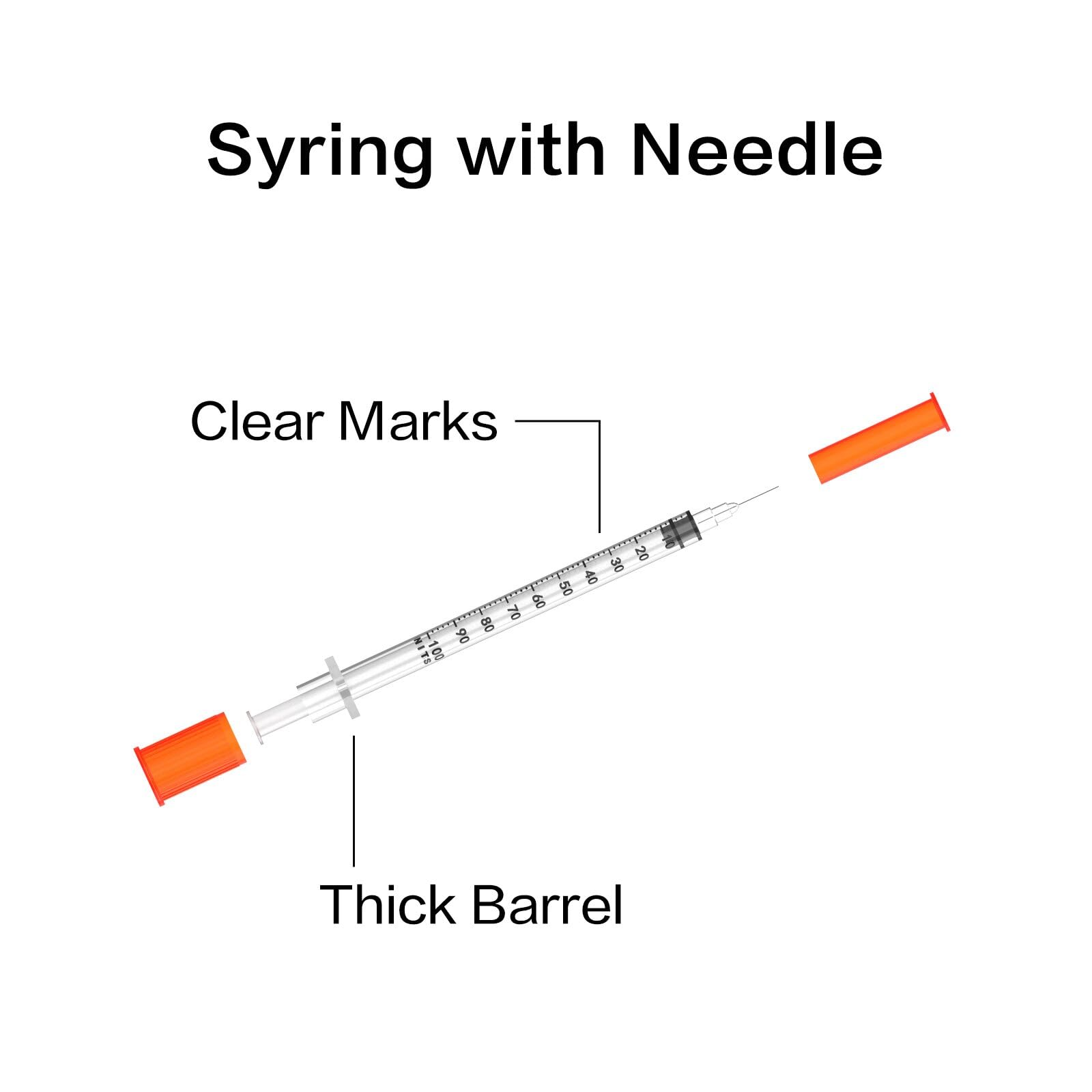 U-100 Syringes with Needle 1ml/cc 29G 1/2'' Disposable Syringe, Individual Wrapped, 100 PACK — Amazon image 2