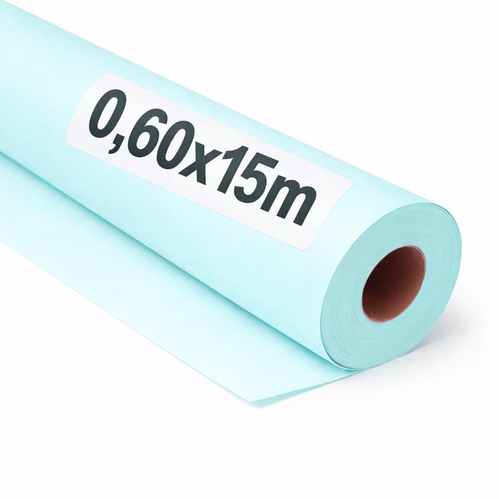 OFITURIA Kraftpapier Blau Pastell – Rolle 0,60 × 15 m – 3 Rollen – Geschenkpapier Und Verpackungspapier – Bastelpapier Für DIY, Dekoration Und Schnittmuster – Reißfest Und Leicht Zuschneidbar