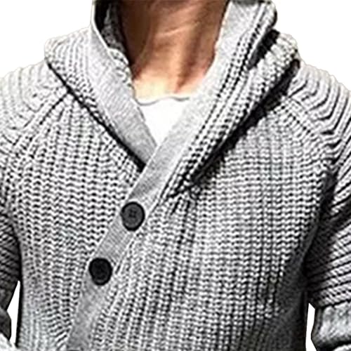 Men's Mid-Length Knitted Cardigan Ribbed Knit Sweater Pockets for Men Casual Cable Knit Hooded Cardigans2