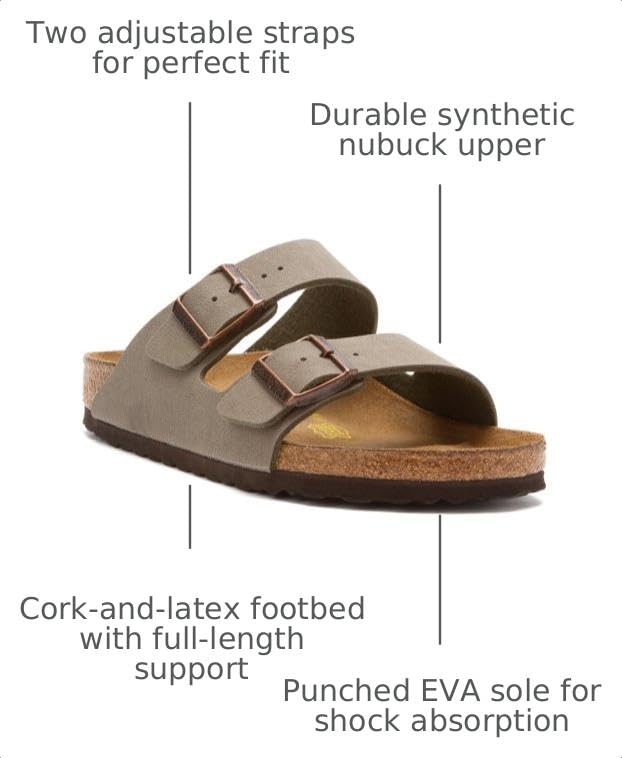 Image of Birkenstock Women's Stone Arizona Birkibuc 44 B(N) EU