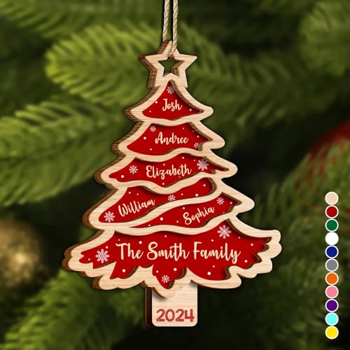 Personalized Family Christmas Tree Ornament – Custom Engraved 2-Layer Wooden Decoration for Family Gifts and Holiday Cheer - Image 2