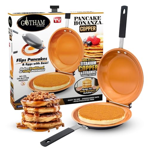 Comparison: Best Folding Omelette Pan 11 Gotham Steel Double Sided Pan, The Perfect Pancake Maker โ Ceramic Nonstick Copper Easy to Flip Pancake Griddle for Fluffy Pancakes, Omelette Maker, Frittata Maker & More! Dishwasher Safe