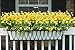 E-HAND Artificial Flowers Fake Cemetery Yellow Daffodils Outdoor Greenery Shrubs Plants Plastic Bushes Window Box UV resistant 4 Branches Fence Indoor Outside Hanging Planter Wedding Cemetery Decor