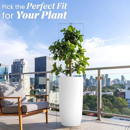 Image of YUCCABE ITALIA FOXB TPC 30 INCH Pots for Plants Highly Durable Polymers Lightweight Indoor Outdoor Plant Pots, Flower Pot Gamla Tree Planter Container Planters for Living Room, Balcony, Garden