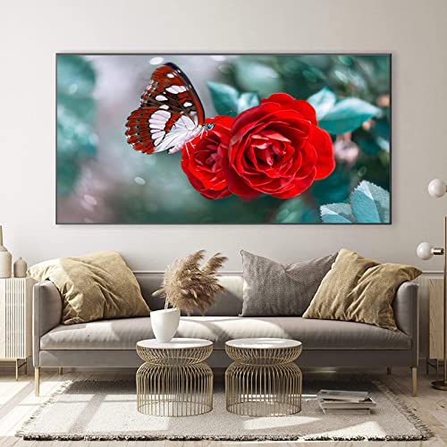 Toile Fleur Papillon 80x160cm pour réveiller un mur vide sans encombrer l'espace de vie