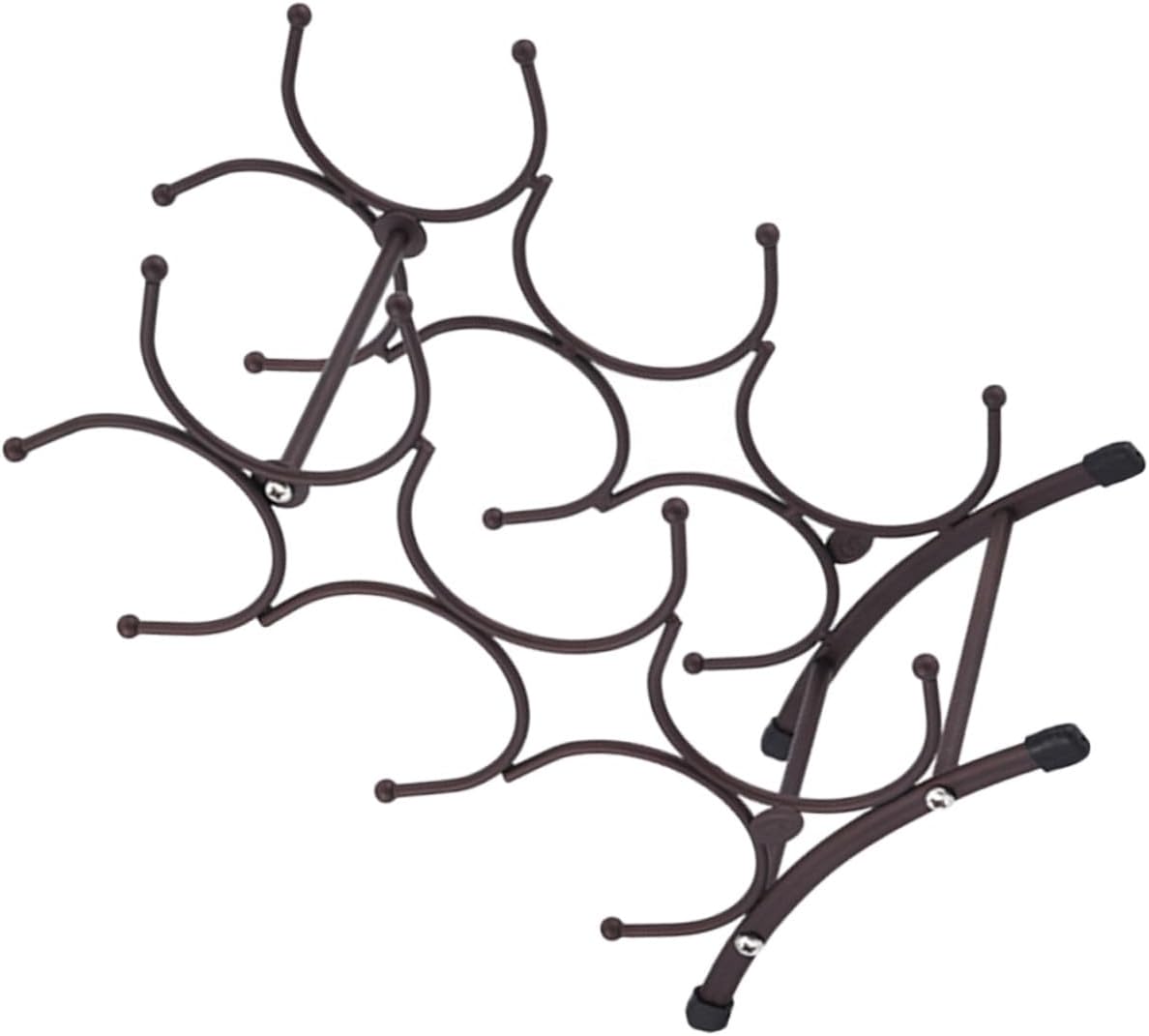 Detachable Vintage Iron Wine Rack for 6 Bottles, Countertop Hollow Metal Wine Bottle Storage Holder with Antique Copper Finish for Home Dining Room Display