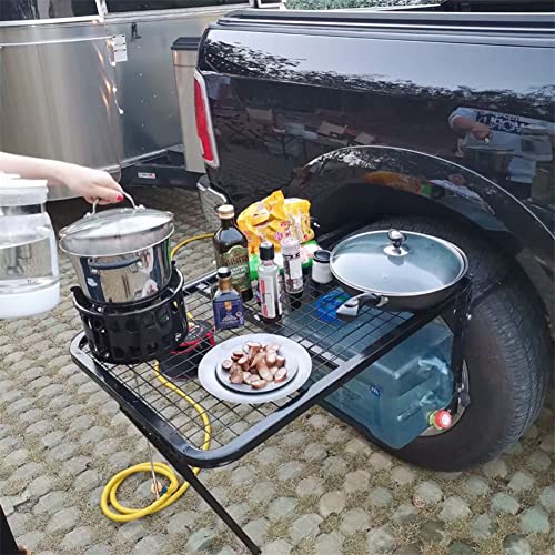 Mesa para llanta de coche plegable de hierro ajustable para camping y autocaravanas 4