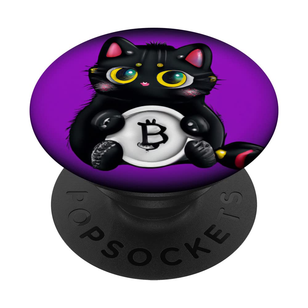Amazon.com: Cute Cat Bitcoin Crypto Coin Animal Art Illustration PopSockets  Swappable PopGrip : Cell Phones & Accessories