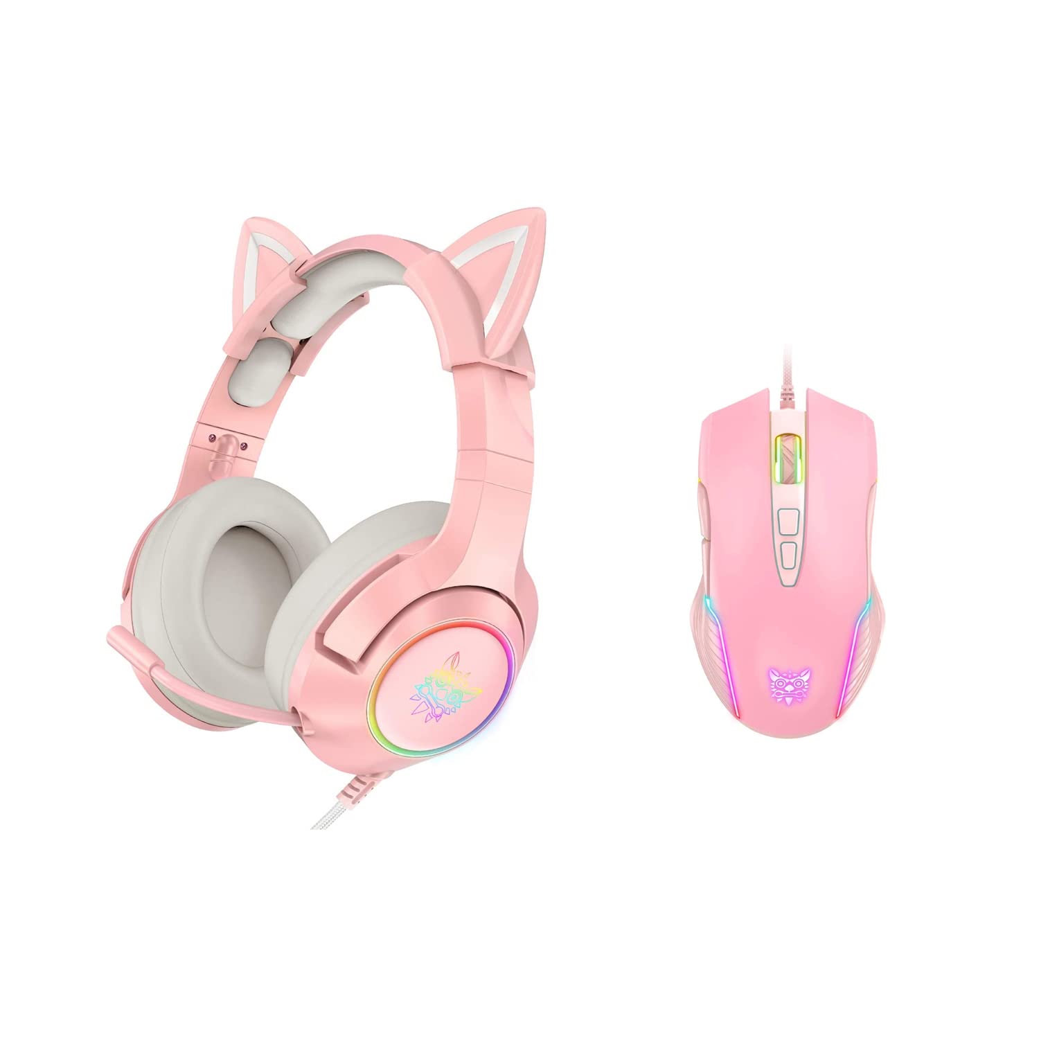 Wired Pink Rgb Gaming Mouse And Pink Cat Ear Gaming Desertcart INDIA