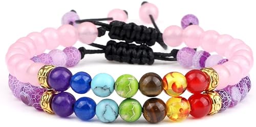 GENTLE PEA Juego Pulseras Piedra Curativa Para Hombres Y Mujeres, Pulsera Cuentas Energía Equilibrio Yoga, Piedra Natural, Regalo Joyería