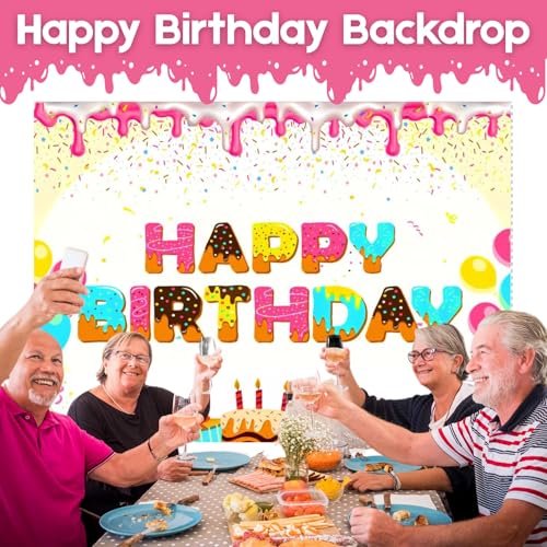 Image of 1 pc Happy Birthday Candy Theme Backdrop (7ft X 5ft) Cloth Curtain Decoration for Kids (Pack of 1)