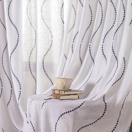 HOMEMONDE Cotton Curtains for Window - Transparent Sun Light Filt...