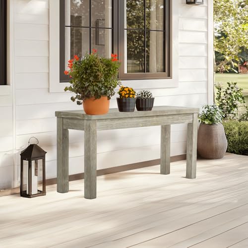 Image of VINGLI Outdoor Wooden Bench, 40 inch Porch Bench Outdoor Backless Garden Bench, Small Outdoor Bench for Deck Patio Entryway (Grey, 40in)