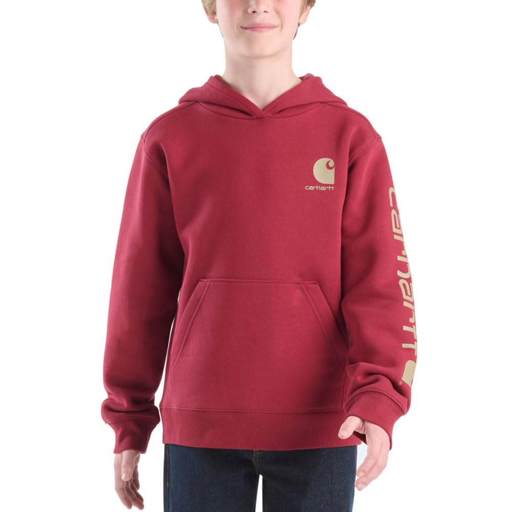 Carhartt Boys' Long Hooded Sweatshirt Hoodie (Pack of 1), Tibetian Red, 14-16 Jahre