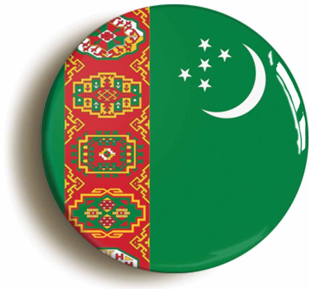 Turkmenistan National Flag Fridge Magnet (Circular 2inch / 50mm Diameter)