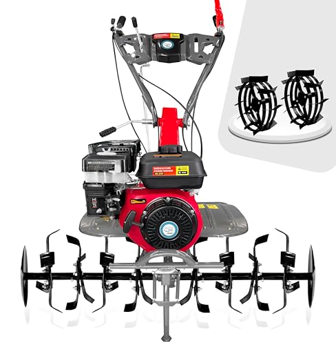 Image of DVI 7HP 4 Stroke Power Weeder with AIR Cooled Petrol Engine Suitable for Farm & Agriculture | Used for Weeding in All Types of Crops with High Carbon Metal Blades. (with Iron Wheel Type (3))