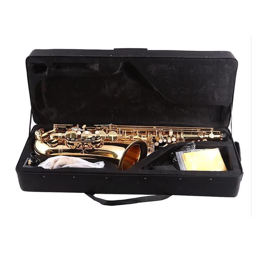Sassofono Contralto, Ottone Laccato Oro Mi bemolle Sax per Principianti Sax Kit Completo con Custodia per Il Trasporto Guanti Panno per la Pulizia Spazzola Cinghie per Sax Ance