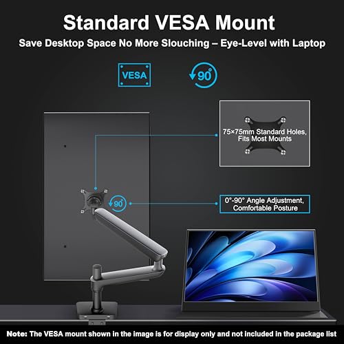 Image of UFYQL 4K Portable Monitor for Laptop, 15.6 inch 3840x2160 UHD IPS Screen, with Dual Full-Function USB-C & Mini HDMI Ports, Smart Cover, VESA Mountable for Laptop PC Phone PS4 /5 Xbox Switch