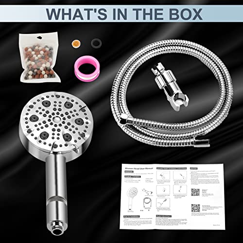 Surpzon Filtered Shower Head With Detachable Handheld, 5.1" Chrome Surface, 9 Spray Settings High Pressure Shower Head With Multifunction Filters For Hard Water Remove Harmful Substance #TOP6