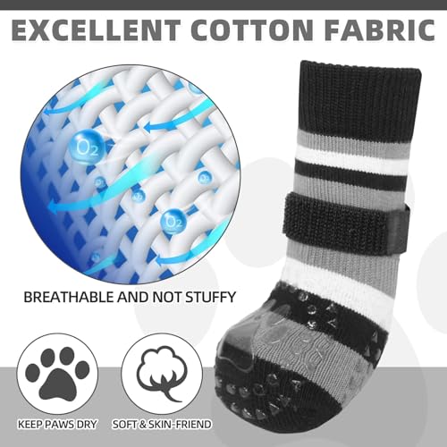 KOOLTAIL rutschfeste Hundesocken, Stiefel, wasserdichte Hundeschuhe, Pfotenschutz mit Riemen, Traktionskontrolle für Hartholzböden, verhindert Lecken für kleine, mittelgroße und große ältere Hunde