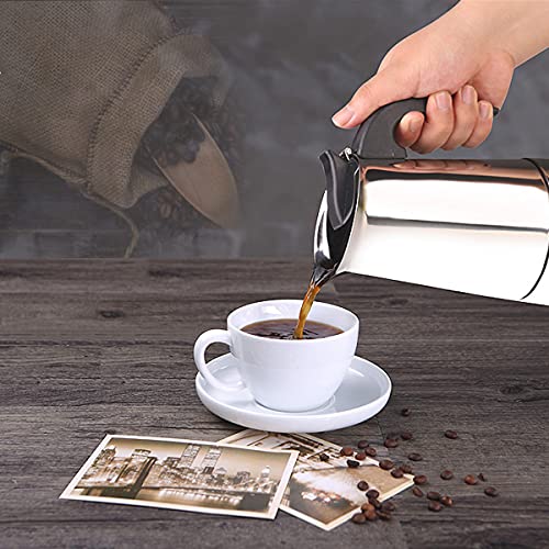 Cafetera espresso apta para inducción, acero inoxidable, 4-6 tazas, sin aluminio, 300 ml - Imagen 6