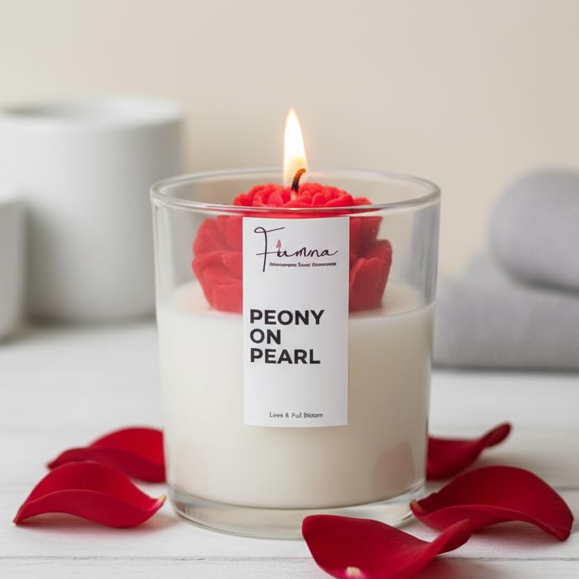 Image of Elegant Rose in White Pond Scented Jar Candle | Calming Rose Fragrance for Aromatherapy & Relaxation | Hand-Poured Soy Wax | Perfect for Diwali Gifts, Home Decor, Anniversary & Festive Gifting