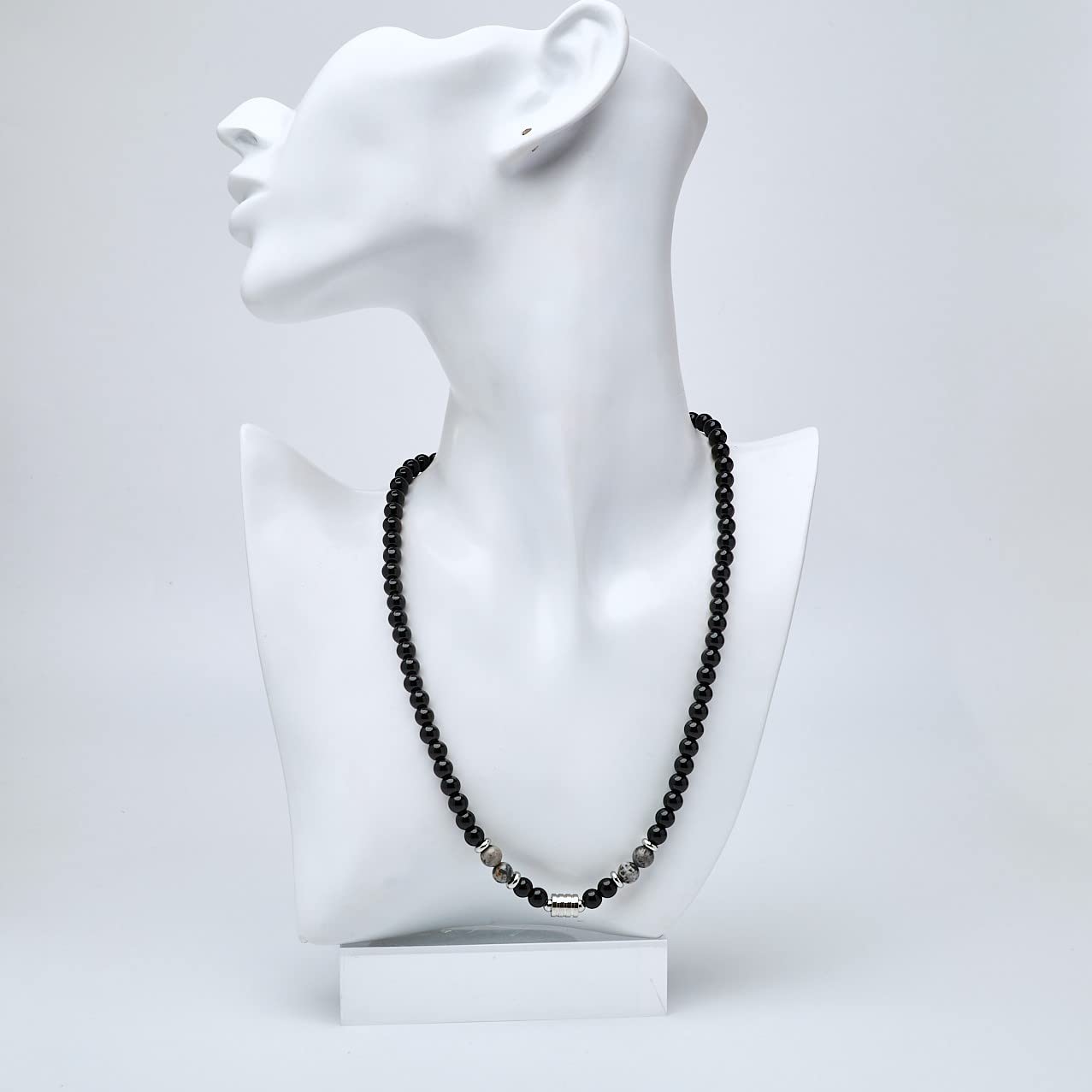 Collana di perline da uomo | Collana a catena fatta a mano con perline in onice occhio di tigre per uomo | Pietre preziose naturali Gioielli in cristallo curativo per donna uomo