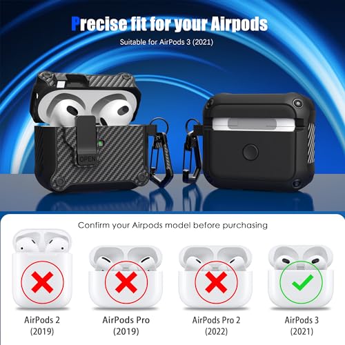 Image of RFUNGUANGO AirPods 3 Case with Lock Magnetic Lid, Black