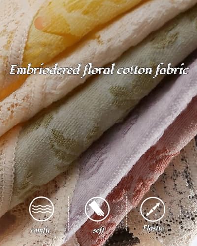 Floral Embroidered Cotton Panties Set for Teen Girls Age 8-18 Cute Y2K Lolita Underwear Frill Trim Mid-rise Briefs4