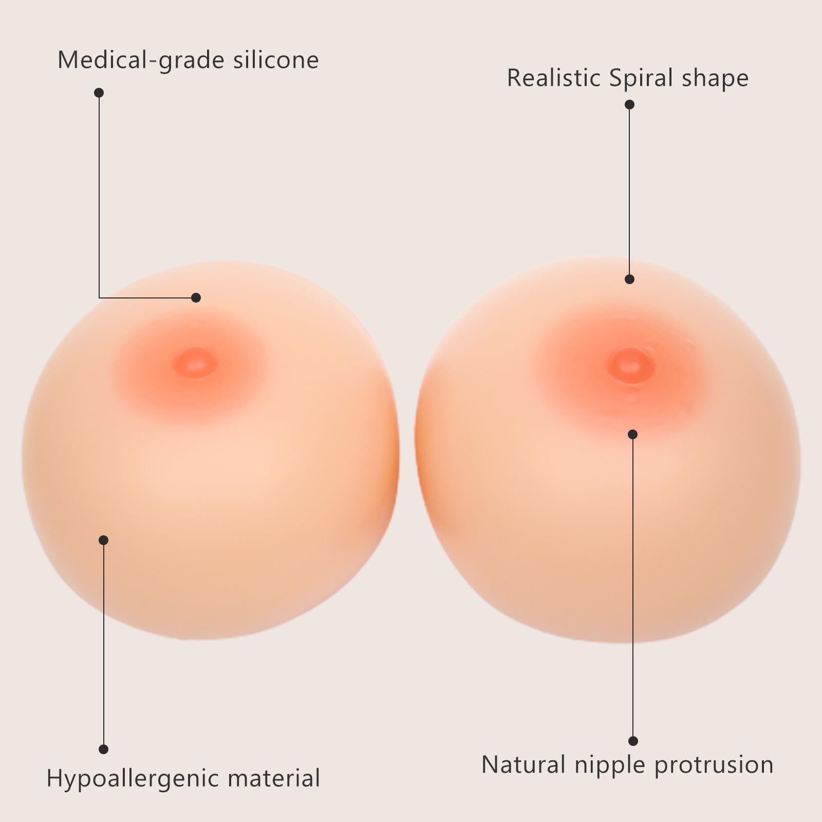 1 Par De Prótesis Mamarias Silicona Color Piel, No Autoadhesivas(Skincolor,J Cup)