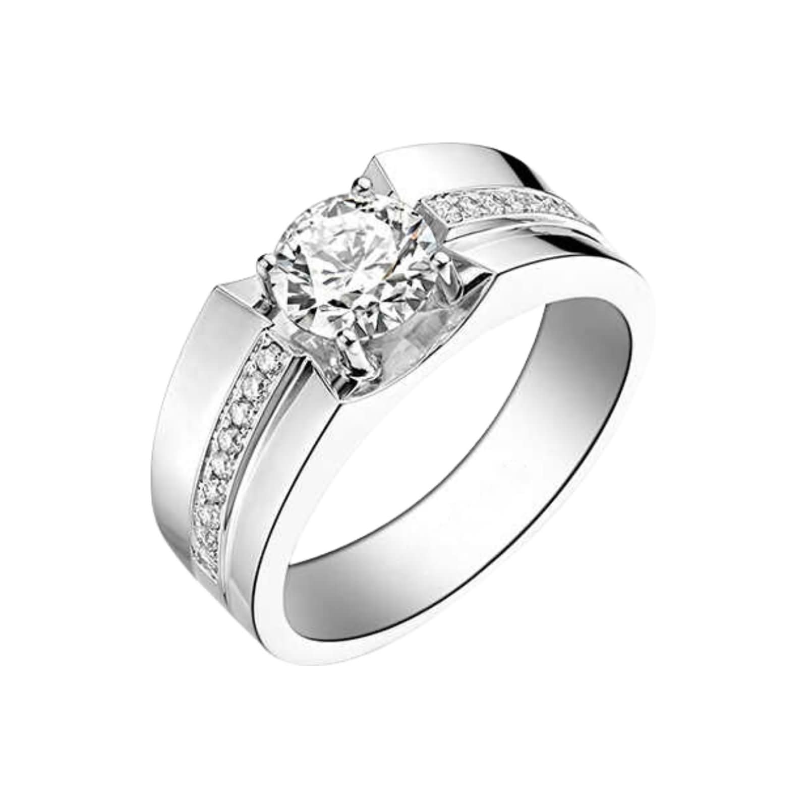 375/585/750 Pierścionek zaręczynowy z białym złotem, syntetyczny diament 0,84 ct, srebrne pierścionki zaręczynowe damskie