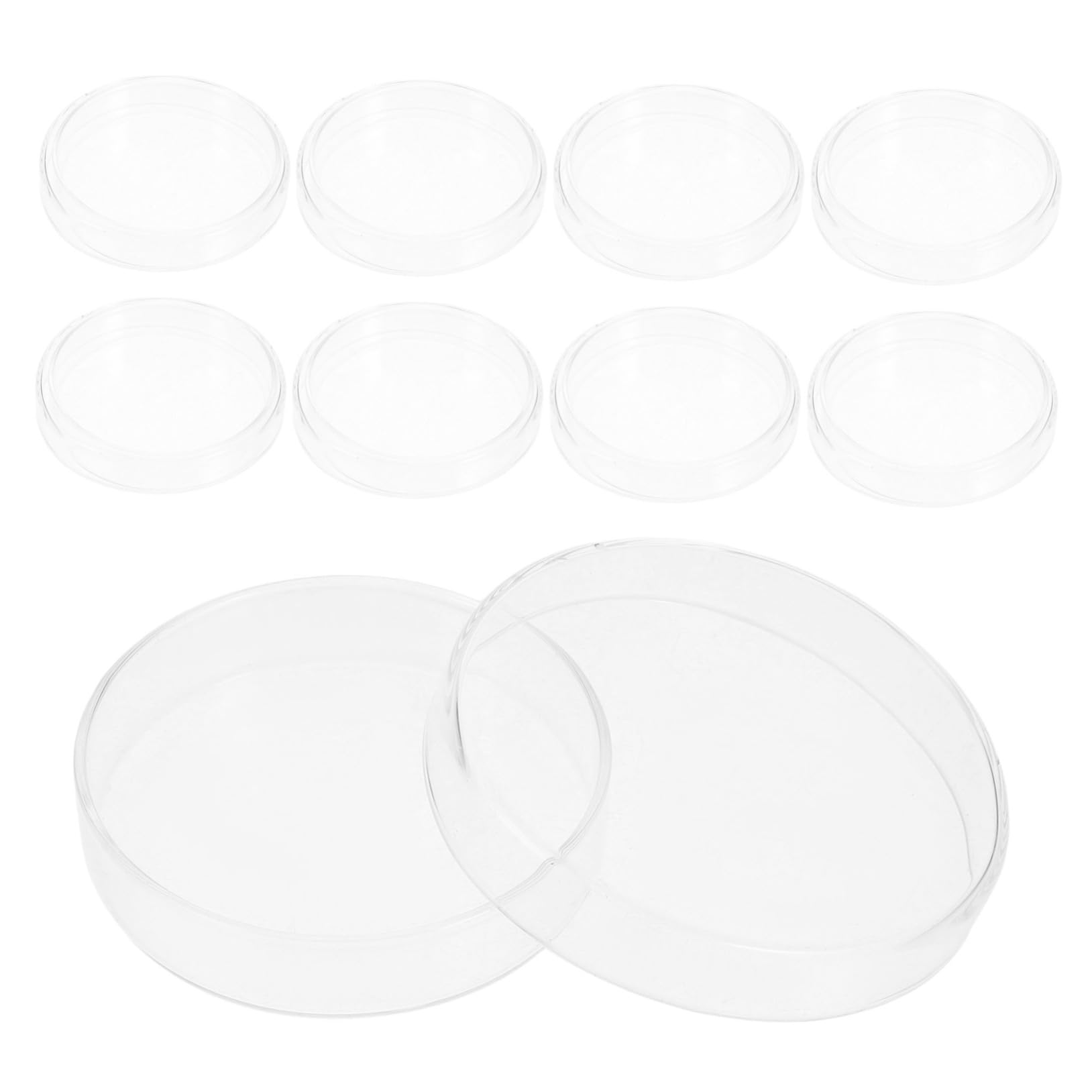 Veemoon 10piezas Placas De Petri De Vidrio Con Tapa Para Cultivos De Nutrientes Experimentos Científicos Uso Laboratorio Célula Microbiológico