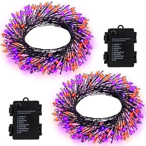 Image of BSGlobal 2 Pack Total 20Ft 400 LED Battery Operated Halloween Fairy Lights