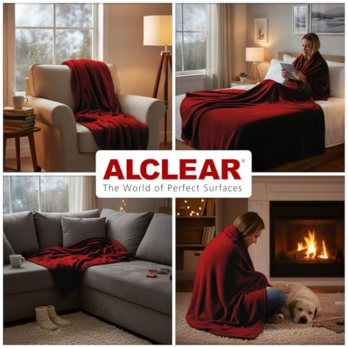 ALCLEAR 3 Stück Oeko Tex Fleecedecken, Farbe: Bordeaux, tolle Größe 130x160 cm, über 200 g/m2, Sofadecke Couchdecke Wohndecke, Picknickdecke Sofaüberwurf Decke
