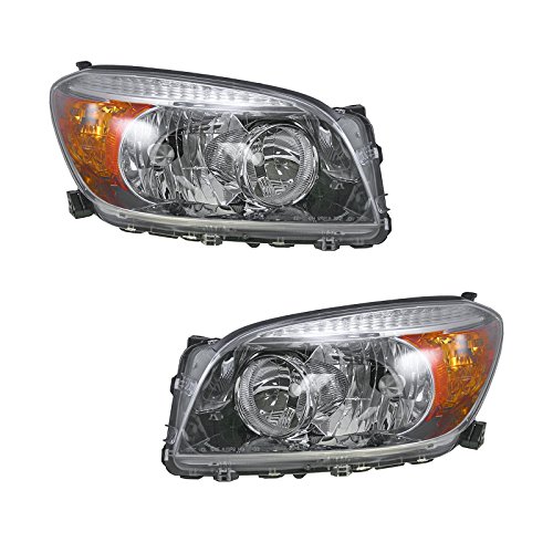 Image of TRQ Headlight Assembly Set TO2518107 TO2519107 Compatible with 2006-2008 Toyota RAV4