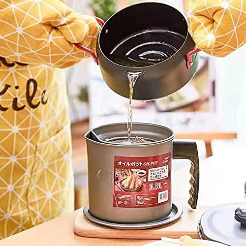 Love Your Kitchen Oil Strainer Pot Food Contact Grease Container Stainless Steel Oil Can with Lid and Fine Brewing Sieve Suitable for Storage of Roasting and Cooking Oil and Grease - Image 5