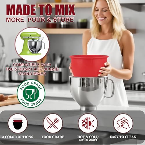 Image of Silicone Bowl Liners for 5 Qt KitchenAid Mixers, 3 Liners with Lid