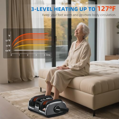 Image of CARESKYpro HSA Eligible FSA Shiatsu Foot Massager with Heat for Neuropathy and Pain Relief, 3 Heat Therapy, 5 Intensity Deep Kneading, Rolling for Calf-Feet-Arm Relaxation, Plantar Fasciitis