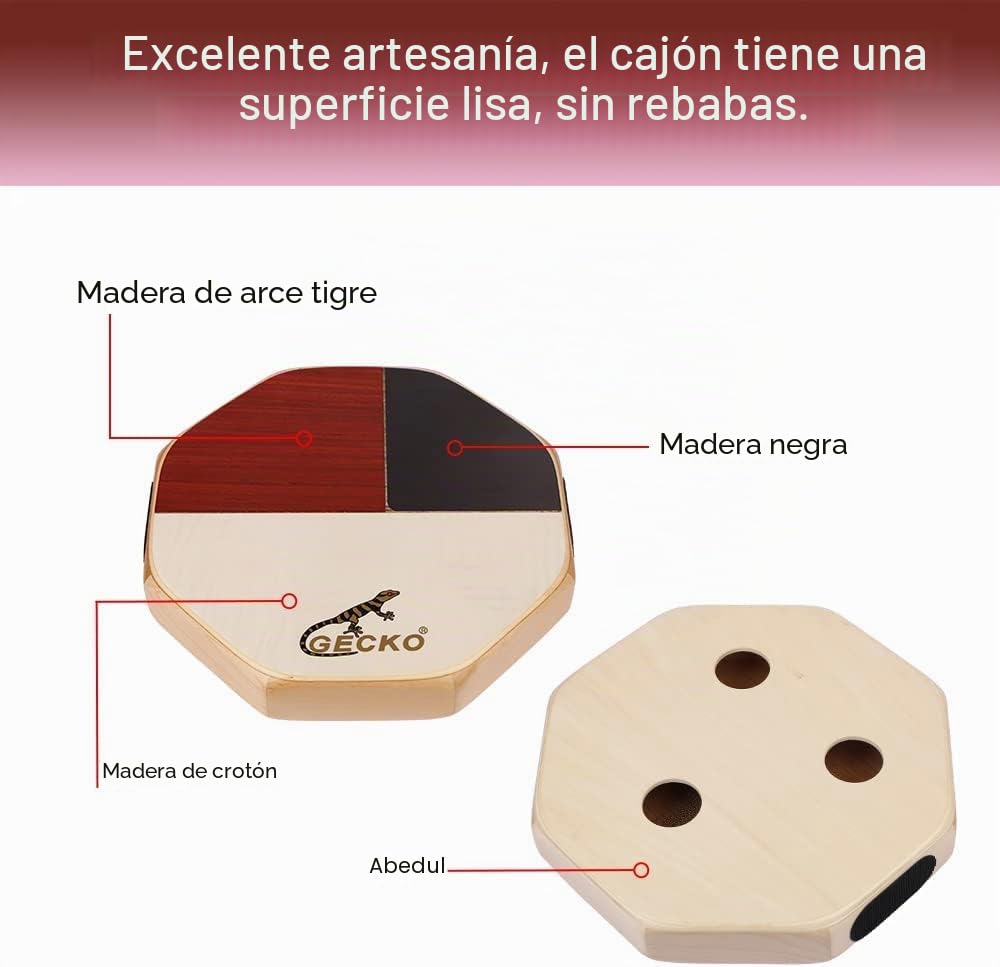 Cajón Instrumento Musical de Percusión Profesional, Caja Flamenca de Madera con Sonido Natural y Equilibrado, Ideal para Principiantes y Músicos Avanzados, Uso en Presentaciones, Grabación y Práctica