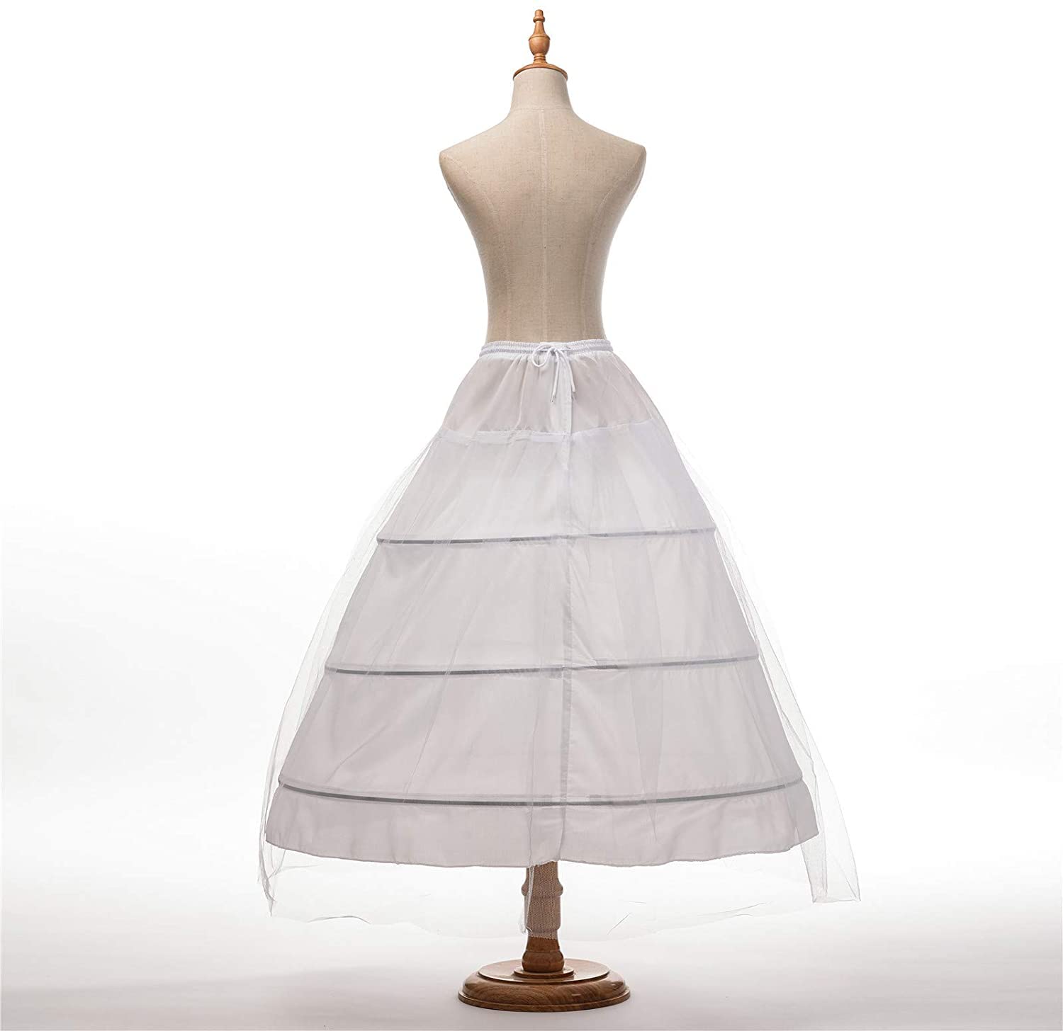 Frauen 3 Kreis verstellbare weiße A-Linie Rock Tanz Prinzessin Unterrock Brautkleid Unterrock