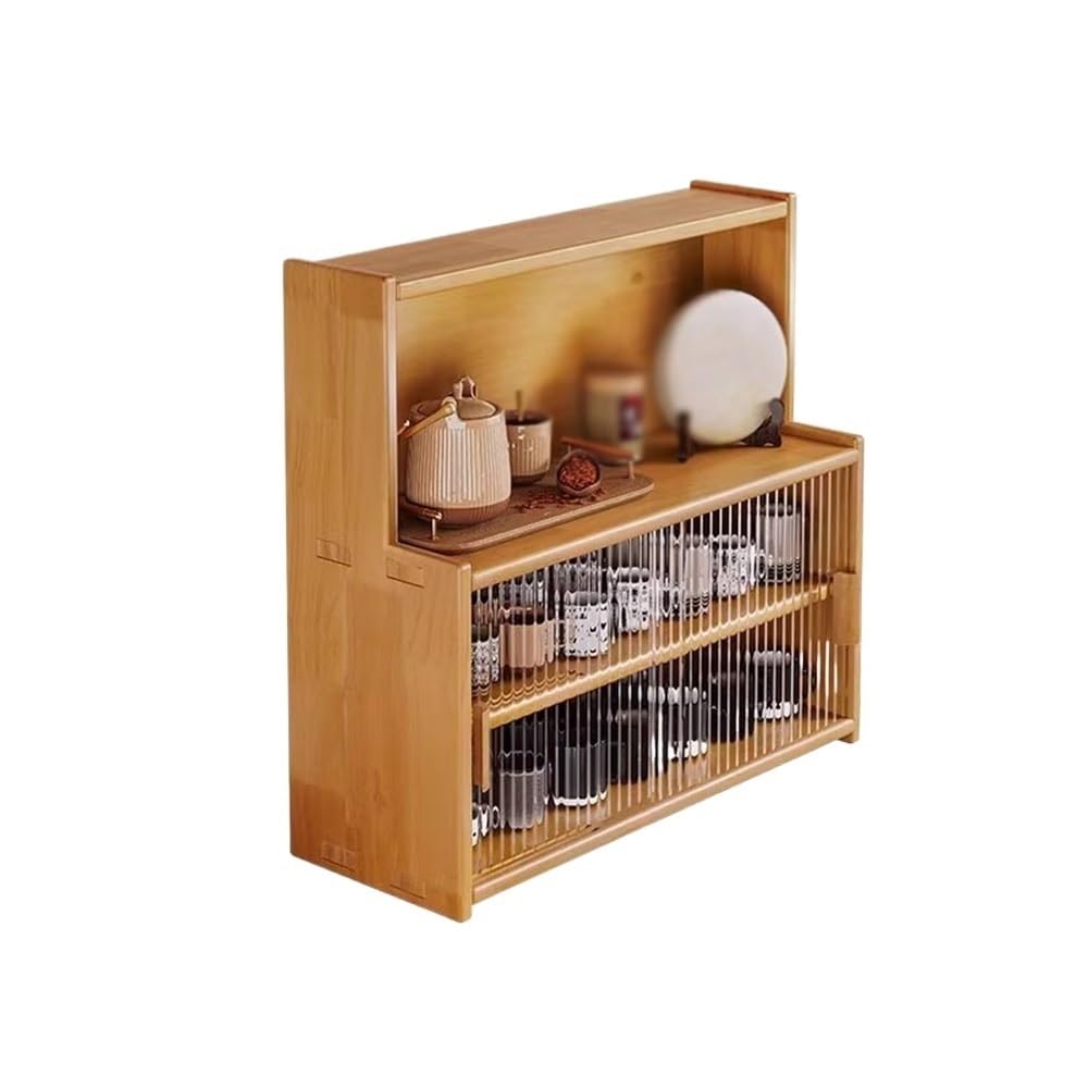 Estantería Librería Estantería de escritorio de madera con puertas corredizas de vidrio templado, estantería pequeña ajustable, organizador de almacenamiento de escritorio independiente for oficina y