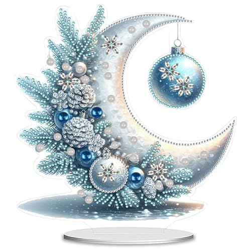 Dongcill DIY Diamond Painting Weihnachten Tisch Deko Wintermond 5D Diamant Painting Tischdeko Christmas Decorations Diamant Malerei Stehend Kunst Set Weihnachtsdekoration Hausgeschenk
