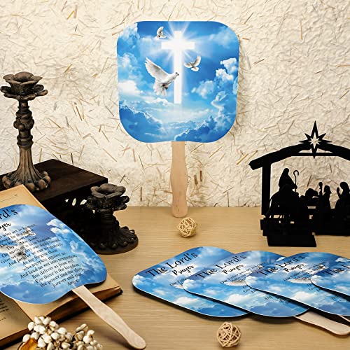 Image of Sherr 25 Pcs Christian Church Fans Handheld Bulk the Lord's Prayer Parlor Bible Verse Fans Christian Religious Gifts Church Party Favors Supplies for Women Men