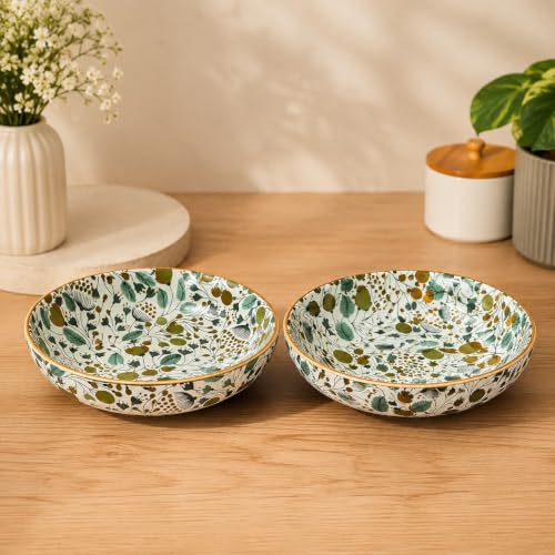 Image of Niyara Stoneware Handmade Ceramic Stylish Premium Serving Bowls /Salad Tray Microwave Dishwasher Safe (NEW Transfer Bowl)
