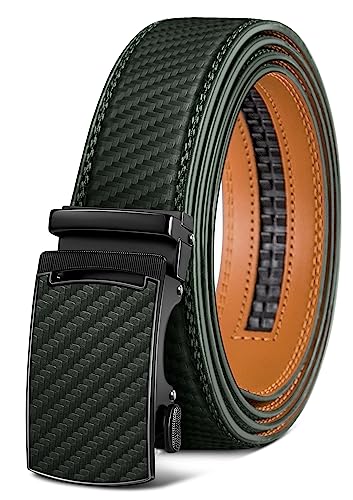 Image of KEMISANT Belt Men, Sliding Ratchet Belt Genuine Leather For Gift Mens Dress Pants Oxfords,Size Adjustable