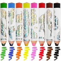 ThEast 8 Jumbo Coloured Pencils for Kids, 3 in 1 Chunky Washable Crayons for Toddlers, Thick Triangle Toddler Colour Pencil with Sharpener, Preschool Party Fillers, Pre-Sharpened