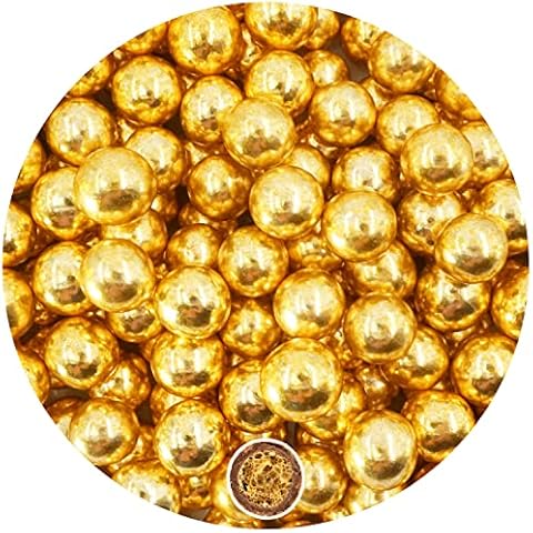 EinsSein 0,35kg Crispy Schokoperlen large gold glanz Gastgeschenke Hochzeit Weihnachten Herz Schokodragees Schokolinsen Hochzeitsmandeln Candy Bar Süssigkeiten Nikah Sekeri mini Herzdragees Schoko Cover