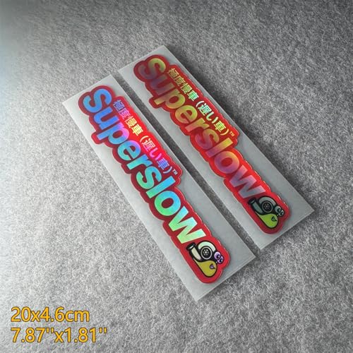 Image of Car Styling Sticker for Japanese Superslow Snail Creative Words Auto Oil Tank Window Body Vinyl Computer Case Motocross Decals (20x4.6cm red Laser 2PCS)