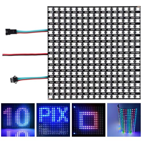 WS2812B Panel de matriz LED RGB, 16 x 16, 256 píxeles, panel de luz direccionable individual, pantalla de matriz de módulo LED flexible, pantalla LED digital programable 5050 SMD