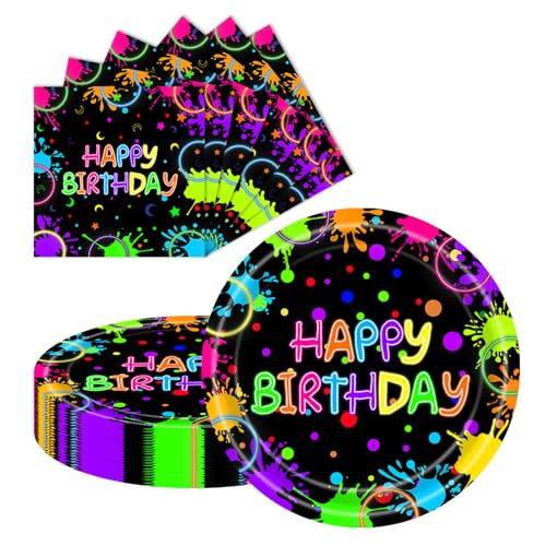 Partygeschirr Geburtstag Pappteller and Servietten,Partyteller 23cm 20...